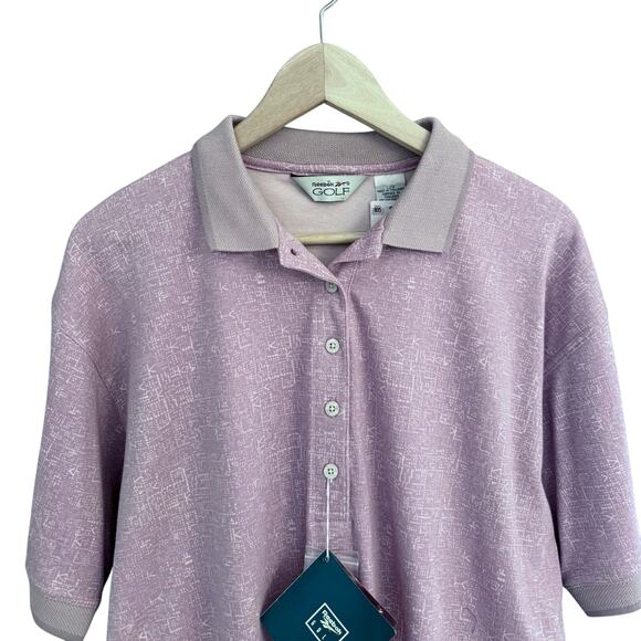 1995 Reebok Golf Polo Shirt Women's L – Purple Abstract Pattern New with Tags - Picture 11 of 12